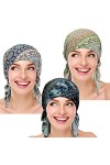 3 Pièces Femmes Chemo Chapeau Turban Bonnet Pre-Tied Headwear Bandana pour la perte de cheveux - - taille unique