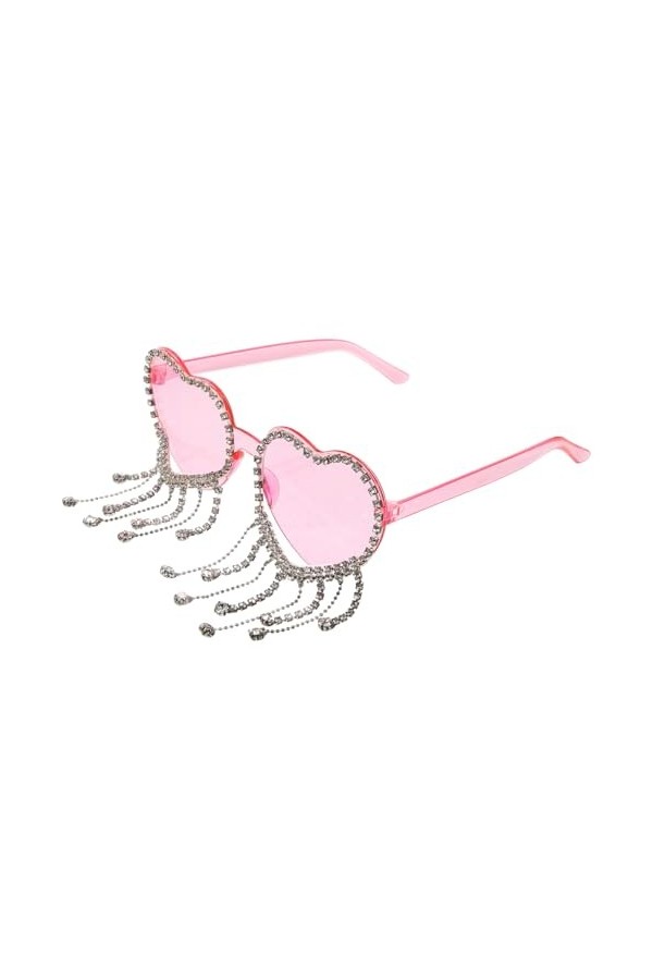 Amosfun Lunettes De Soleil Coeur Lunettes à Pampilles Coeur Monture De Lunettes En Plastique Lunettes De Soleil Oeil De Chat 