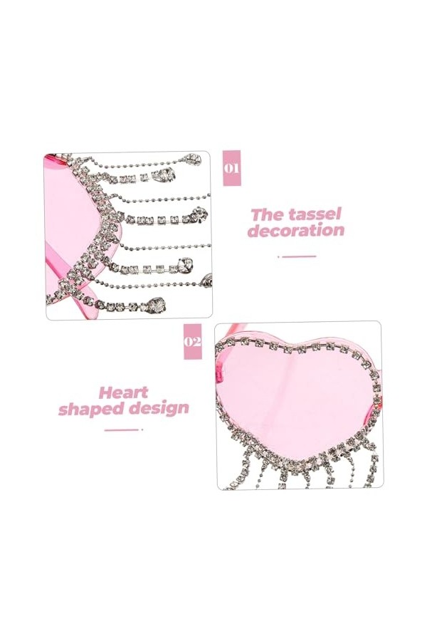 Amosfun Lunettes De Soleil Coeur Lunettes à Pampilles Coeur Monture De Lunettes En Plastique Lunettes De Soleil Oeil De Chat 