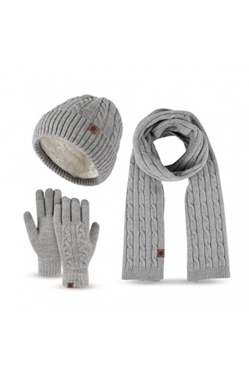 jianyana Ensemble de tricot dhiver chaud unisexe, bonnet tricoté avec doublure en polaire douce et épaisse Bonnet chaud pour