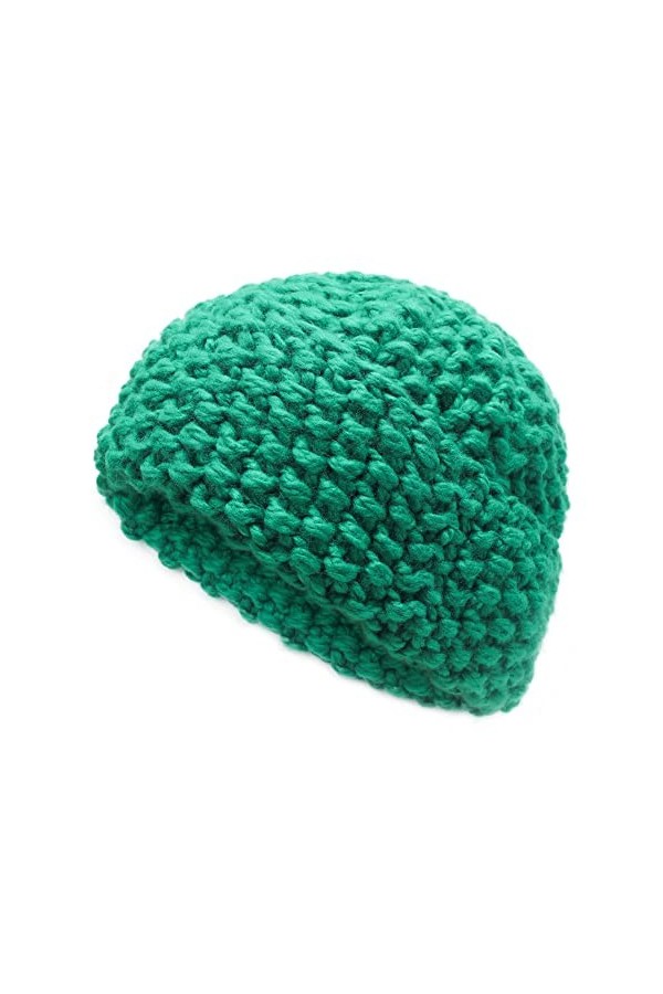 ZLYC Bonnet dhiver tricoté pour femmes et filles, tendance, doux, chaud, surdimensionné, tête de mort, Vert uni., taille uni