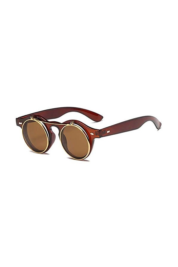 YUANCHENG Classique Vintage Flap Steampunk Femmes Lunettes de Soleil Teinté Clair Lentille Lunettes Hommes Lunettes de Soleil