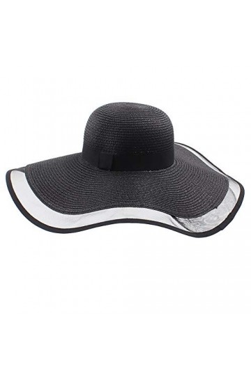 Amorar Femmes Capelines Chapeaux de Soleil de Paille Pliable Chapeau dété Maille élégante Chapeau de Voyage Couvre-Chef à La