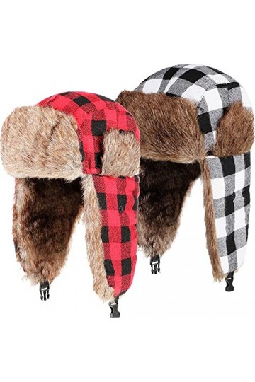 2 Pièces Chapeau de Trappeur dhiver Chapeau Chapka Bonnet à Cache-Oreilles en Fausse Fourrure Chapeau Ushanka Chapeau de Ski