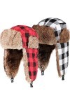 2 Pièces Chapeau de Trappeur dhiver Chapeau Chapka Bonnet à Cache-Oreilles en Fausse Fourrure Chapeau Ushanka Chapeau de Ski