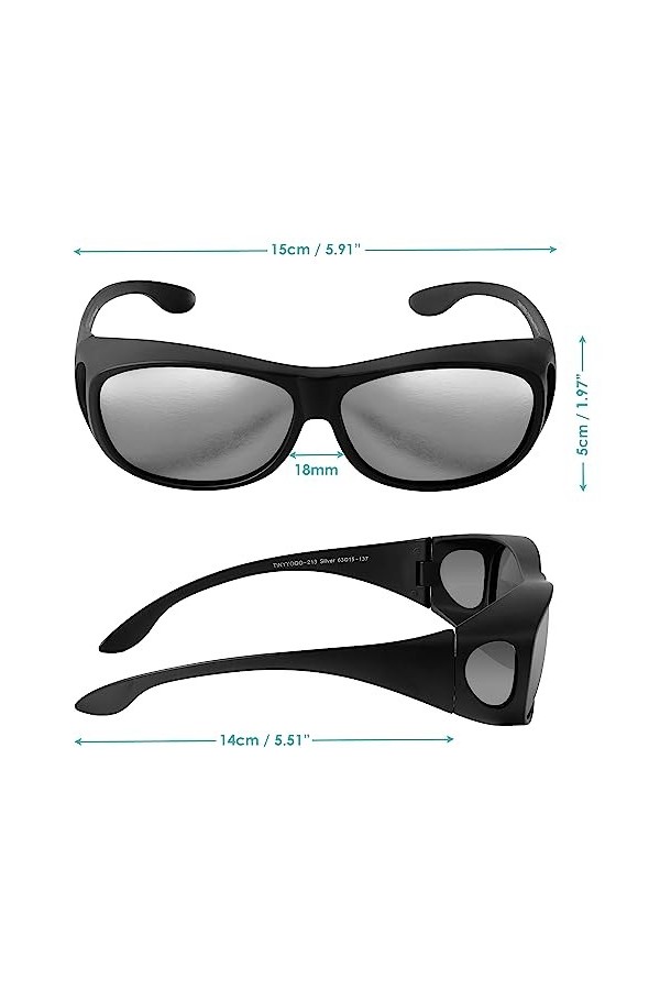 BEZZEE PRO Surlunettes de Soleil Polarisées Argentées avec Étui - Protection UV400 & Anti Reflet - Adaptées à la Pêche et au 