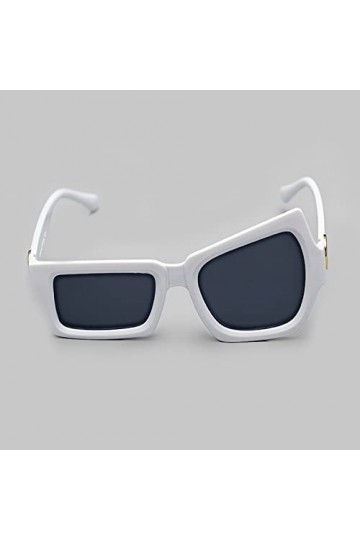 HIFASI Asymmetrical Irregular Sunglasses, Fashion Sunglasses for Men and Women, UV400 Protection Retro Square Sun Glasses, Qu