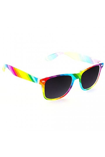 Lunettes de soleil arc-en-ciel brillantes pour adulte - Unisexe - Teinte foncée UV400, Arc-en-ciel