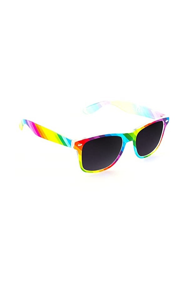 Lunettes de soleil arc-en-ciel brillantes pour adulte - Unisexe - Teinte foncée UV400, Arc-en-ciel