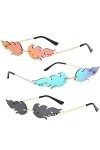 3 Pièces Lunettes de Fête Sans Monture,Lunettes de Soleil Vintage de Style Punk, Lunettes Flamm, Pour Lunettes de Soleil Sans
