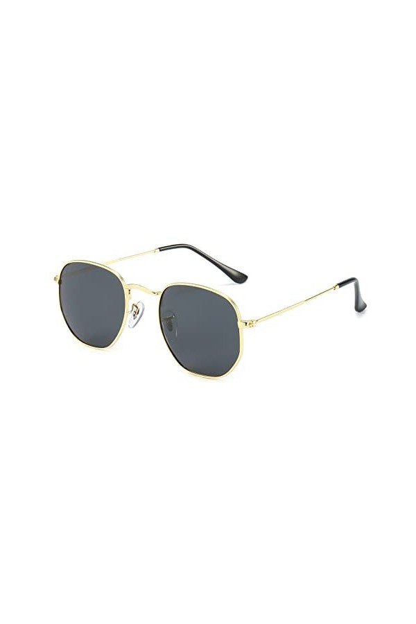 YAMEIZE Cadre Métallique Irrégulier Rond Circulaire Polarisé - Lunettes de Soleil pour Femmes Hommes Lunettes de Soleil Mode 