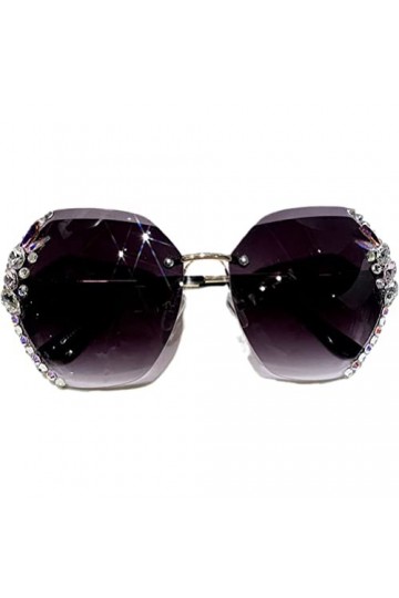 Cricia Lunettes de Soleil Diamant sans Monture pour Femme, Lunettes de Soleil de Protection UV avec Verres dégradés Coupe Dia
