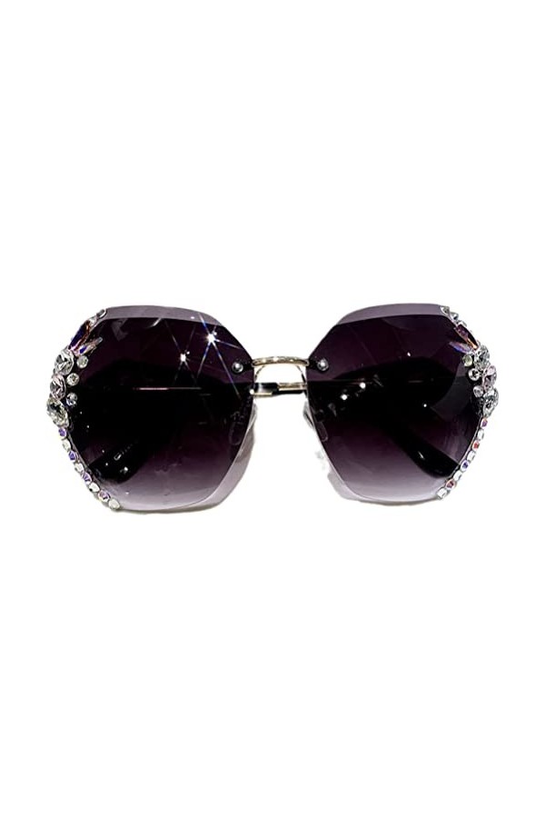 Cricia Lunettes de Soleil Diamant sans Monture pour Femme, Lunettes de Soleil de Protection UV avec Verres dégradés Coupe Dia