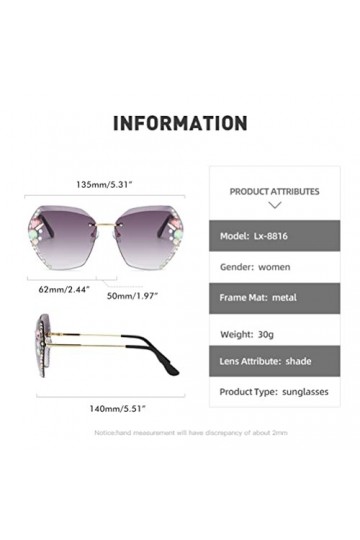 Cricia Lunettes de Soleil Diamant sans Monture pour Femme, Lunettes de Soleil de Protection UV avec Verres dégradés Coupe Dia