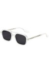 WDZAYXC Trendy Lunettes de soleil carrées vintage pour homme et femme Design métal Protection UV 400 noir/gris , Transparent