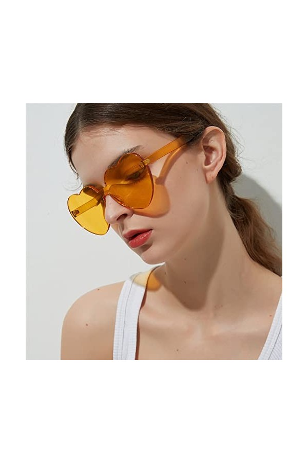Fleymu 10 Pcs Lunettes De Soleil Cœur Sans Monture Lunettes Vintage Hippie De Couleur Lunettes Fun Verres De Fête Saint Valen