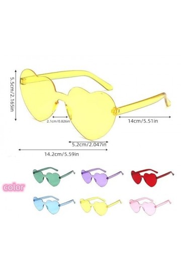 Lot de 12 paires de lunettes en forme de cœur - Style rétro - Style rétro - Sans monture - En forme de cœur