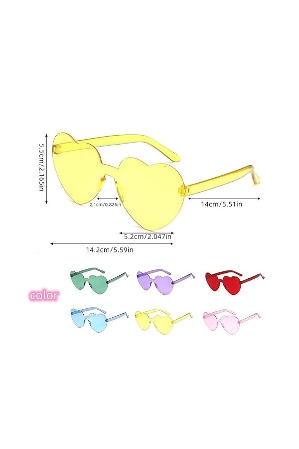 Lot de 12 paires de lunettes en forme de cœur - Style rétro - Style rétro - Sans monture - En forme de cœur