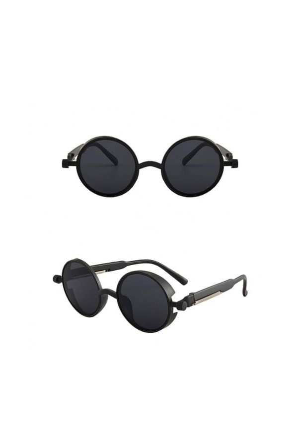 Lunettes de soleil à monture ronde punk vintage pour hommes et femmes, lunettes de soleil à petits verres UV400, lunettes de 