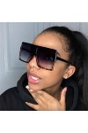 Lunettes de soleil surdimensionnées pour femme - Noir - Tendance - Carré - Monture large - Rétro - Unisexe - - Bleu léopard,
