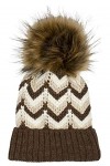 styleBREAKER Chapeau Pom Pom en Tricot pour Femmes avec Motif Zigzag et Doublure en Polaire, Chapeau dhiver en Fourrure Pom 