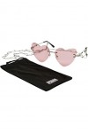 Urban Classics Sunglasses Heart with Chain Lunettes de Soleil, Rose/argenté, Taille Unique Mixte