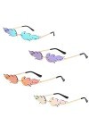 4 Pièces Lunette Flamme, Feu Flamme Lunettes de Soleil, Feu Lunettes de Soleil Sans Monture, Lunettes de Soleil Unisexes Flam