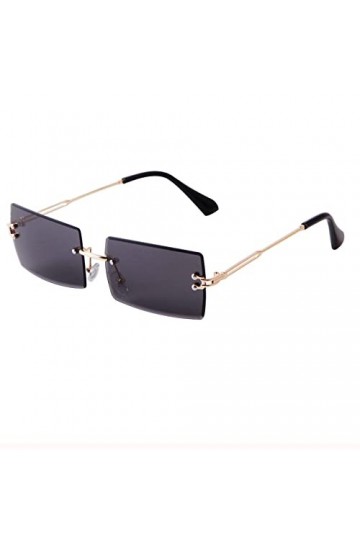 ADEWU Lunettes de soleil rectangulaires sans monture pour homme et femme - Lunettes rétro vintage UV400 - Unisexe - Ultra lég
