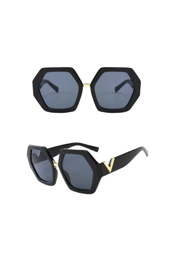 Lunettes de soleil surdimensionnées pour femme avec détails dorés