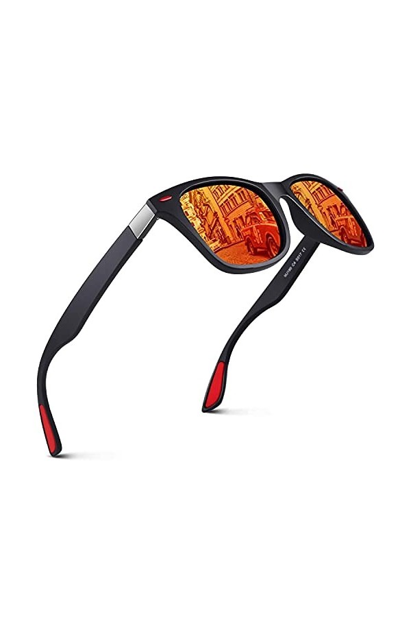 CUQOO Lunettes de soleil polarisées pour homme et femme – Lunettes de soleil rétro de qualité supérieure unisexes – Protectio