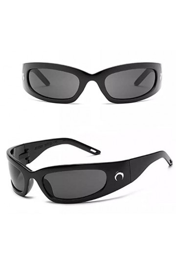 No Name Ltd Lunettes de soleil enveloppantes demi-lune avec protection UV polarisées pour homme et femme, Noir - Verres gris,