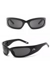 No Name Ltd Lunettes de soleil enveloppantes demi-lune avec protection UV polarisées pour homme et femme, Noir - Verres gris,