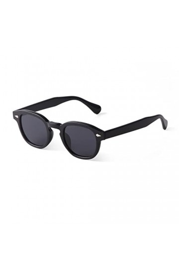 ADEWU Lunettes de soleil classiques carrées petites lunettes rétro UV400 unisexe à bord plein pour homme et femme, noir/gris