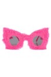 GALPADA Femmes En Peluche Floue Œil De Chat Lunettes De Soleil Drôle Lunettes Punk Doux Velours Nuances Dames Fête Mascarade 