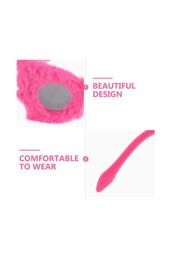 GALPADA Femmes En Peluche Floue Œil De Chat Lunettes De Soleil Drôle Lunettes Punk Doux Velours Nuances Dames Fête Mascarade 