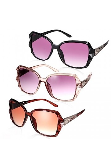 letcdfer Lot de 3 paires de lunettes de soleil à grand cadre pour femme avec protection UV U400, classique, tendance, surdime