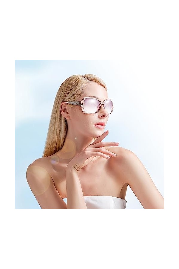 letcdfer Lot de 3 paires de lunettes de soleil à grand cadre pour femme avec protection UV U400, classique, tendance, surdime