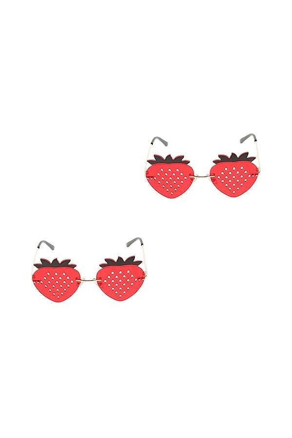 GALPADA 2 Paires Verres à La Fraise Lunettes De Soleil De Mode Pour Femmes Lunettes De Mode Pour Femmes Lunettes De Soleil Te