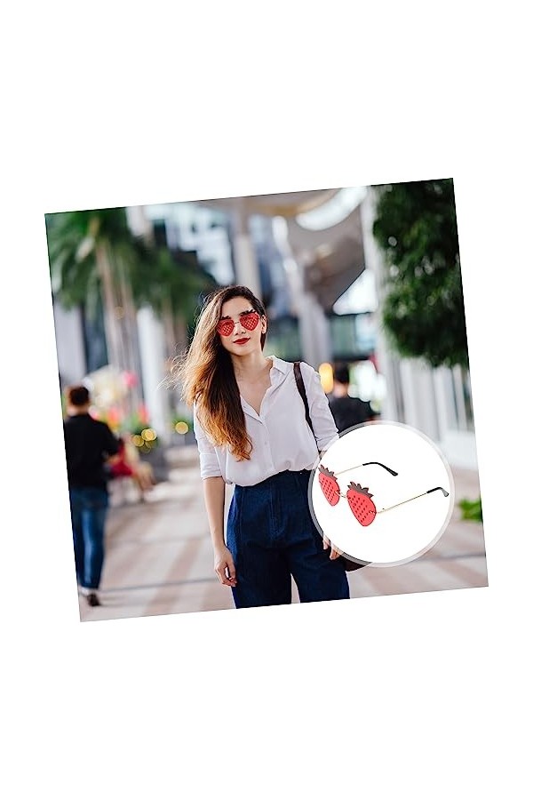 GALPADA 2 Paires Verres à La Fraise Lunettes De Soleil De Mode Pour Femmes Lunettes De Mode Pour Femmes Lunettes De Soleil Te