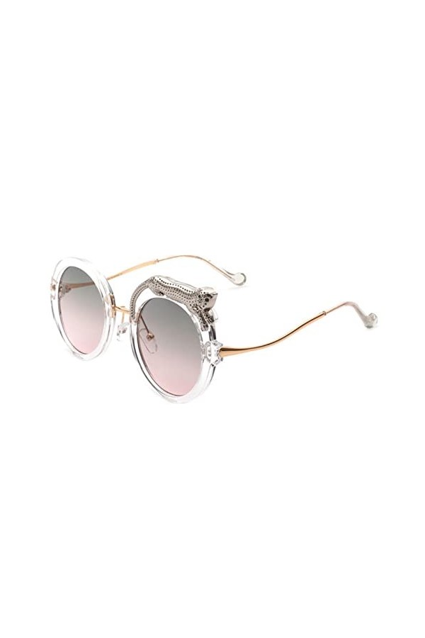 SARGE Lunettes de Soleil Rondes Diamant de luxePour Femmes Hommes Marque Designer Dégradé Lunettes de Soleil Rondes surdimens
