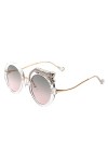 SARGE Lunettes de Soleil Rondes Diamant de luxePour Femmes Hommes Marque Designer Dégradé Lunettes de Soleil Rondes surdimens