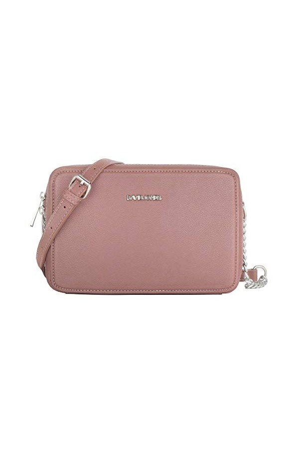David Jones - Petit Sac Bandoulière Rectangulaire Femme - Sac à Main Chaîne Porté Epaule Cuir PU Rigide - Sac Rectangle Compa