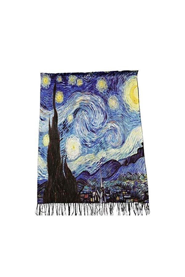 écharpe viscose double impression nuit étoilée van gogh cadeau femme anniversaire noël art mode étola foulard Pashmina couvre