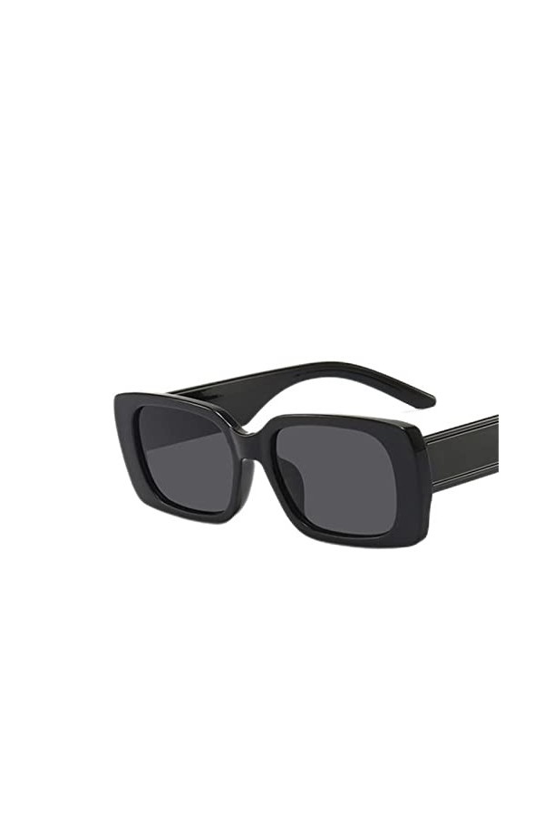 DSAI Lunettes de soleil carrées vintage pour femme et homme - Lunettes rectangulaires pour femme - Nuances rétro - Noir et gr