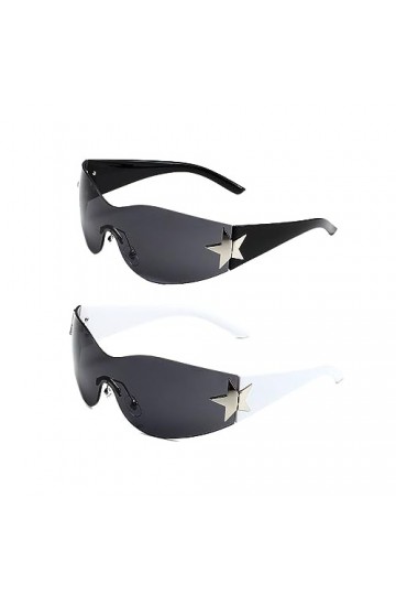 JOCXZI lunettes de Soleil Y2K illimitées - lunettes soleil Wrap Around, lunettes soleil sans bords, lunettes soleil Punk One 