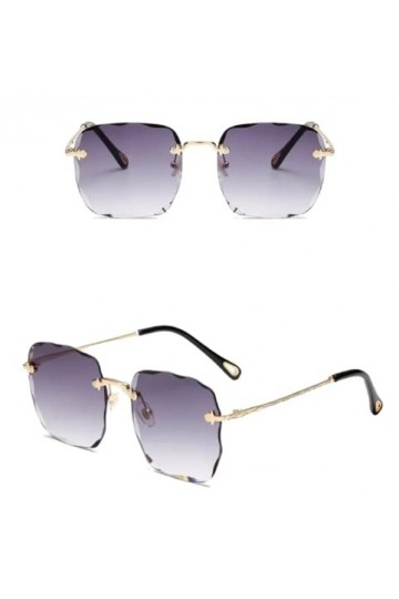 Lunettes de soleil rectangulaires sans monture pour homme et femme - Dégradé gris