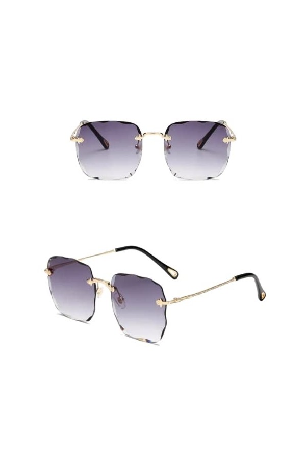 Lunettes de soleil rectangulaires sans monture pour homme et femme - Dégradé gris