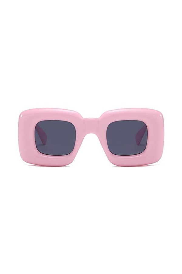 JCTAIFOO Lunettes de soleil carrées rétro pour homme et femme - Cadre gonflable épais tendance Y2K - Ombre drôle - Lunettes d