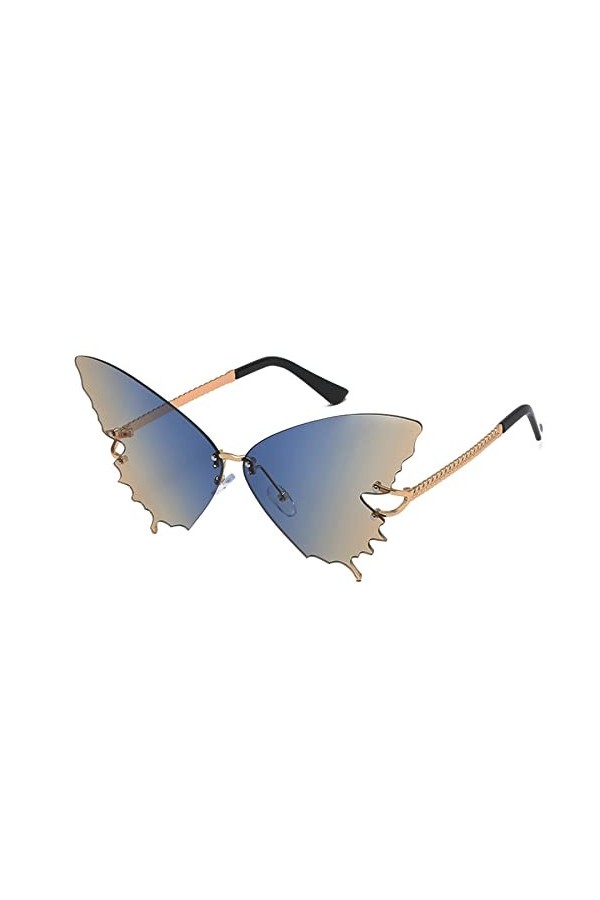 Lunettes de soleil de protection UV pour femmes et filles, surdimensionnées sans cadre, lunettes vintage motif papillon pour 