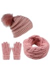 Yutdeng Tricotés Bonnet Loop Écharpe Gants Écran Tactile e Chaussettes pour Femme 4PCs dhiver Chaud Doublure en Polaire Chap